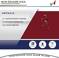 Vista 3 de Windscreen4less - Toldo parasol rectangular impermeable de 10 x 13 pies, con bloqueo UV, para patio trasero, cubierta de sombra para terraza, Rojo