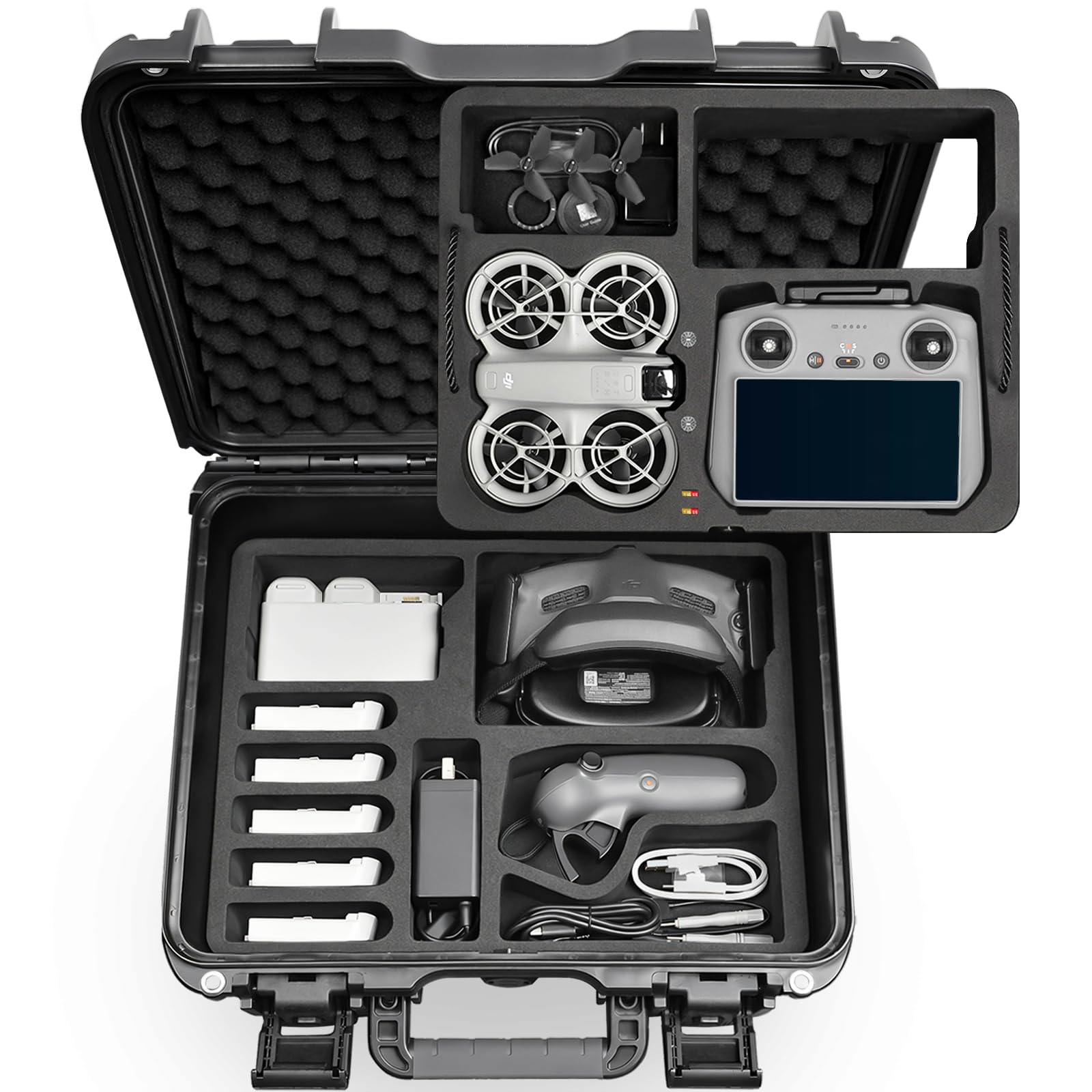 LEKUFEE Wasserdichter Koffer für DJI Neo 1 Drohne,Fly More Combo,RC 2,RC N3/N2,Goggles 3(Nicht für N3) /2/ Integra/DJI FPV Controller 3, RC Motion 3/2 und Zubehör (Nur Koffer)