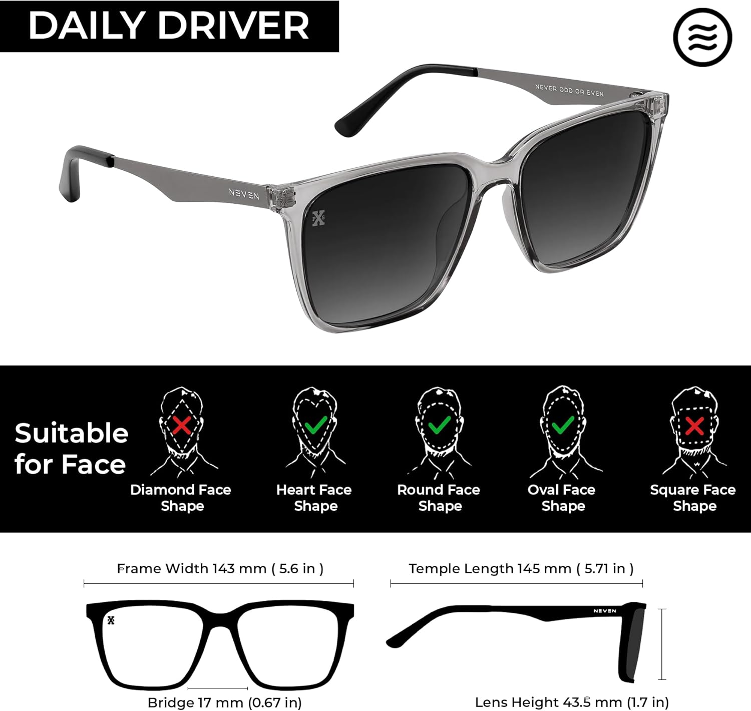 DAILY DRIVER - UVprotected Sunglasses - rectangular Unisex Polarized Sunglasses