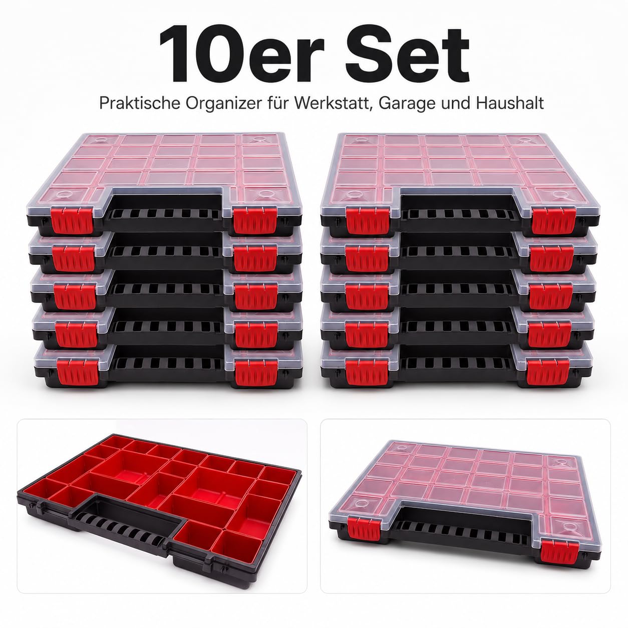 10er Set Sortimentskasten 39,9 × 30,3 × 5 cm