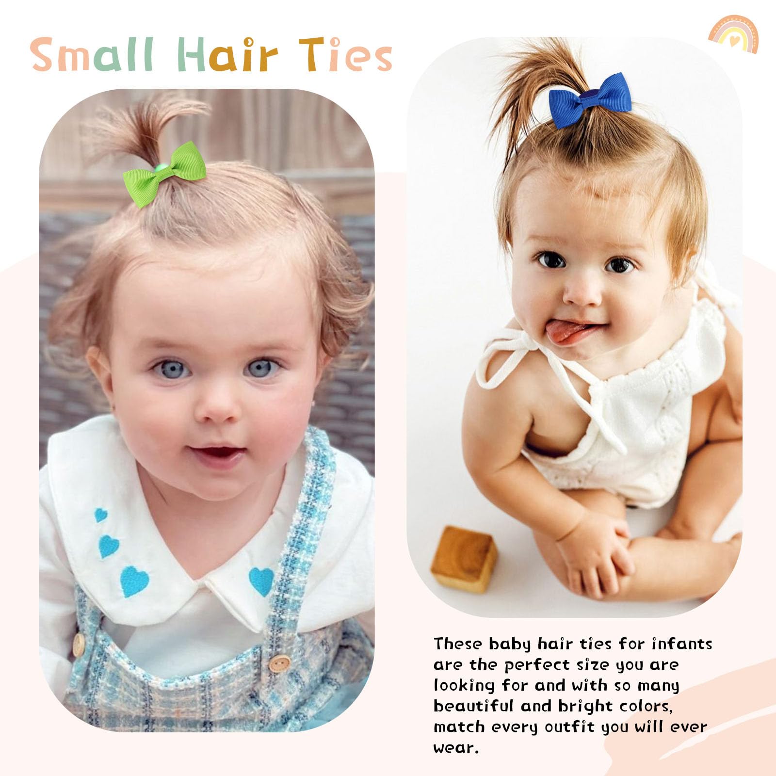 OAOLEER - 40 lazos para el pelo de bebé de 2 pulgadas, lazos elásticos para coletas pequeñas, accesorios para el cabello (lazos para el pelo de bebé, 2 pulgadas)