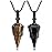 Top Plaza 2pcs Black Obsidian Tiger Eye Healing Crystal Stone Necklace for Women Men 6 Facet Pointed Pendant Necklaces Adjustable Natural Gemstone Necklace Reiki Quartz Jewelry Healing Gifts