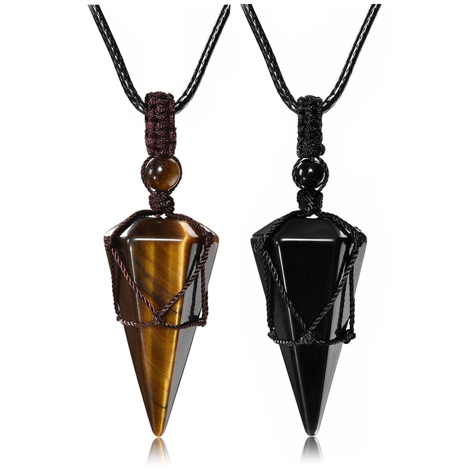 6 Facet Reiki Healing Crystal Pointed Pendant Necklace