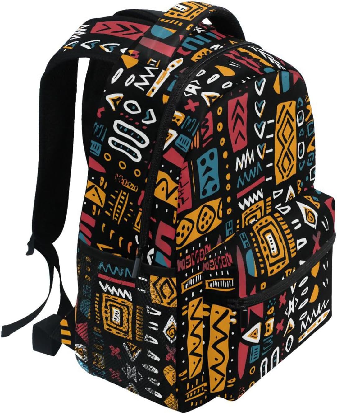 Backpacks for School, African Geometric Print Red Yellow School Bag for Boys Girls Kids, 16 Inch Bookbags Bagpack for Travel Classroom