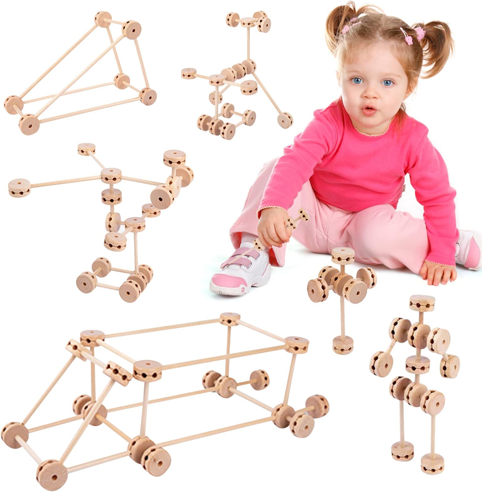 Uncle Nick Building Blocks for Kids Ages 4-8 Stem Toys Kit Educational Building Toys for Kids Ages 4 5 6 7 8, Creative Activities Games Superior Gift for Kid with 60 Pieces and 1 Blocks Storage Box