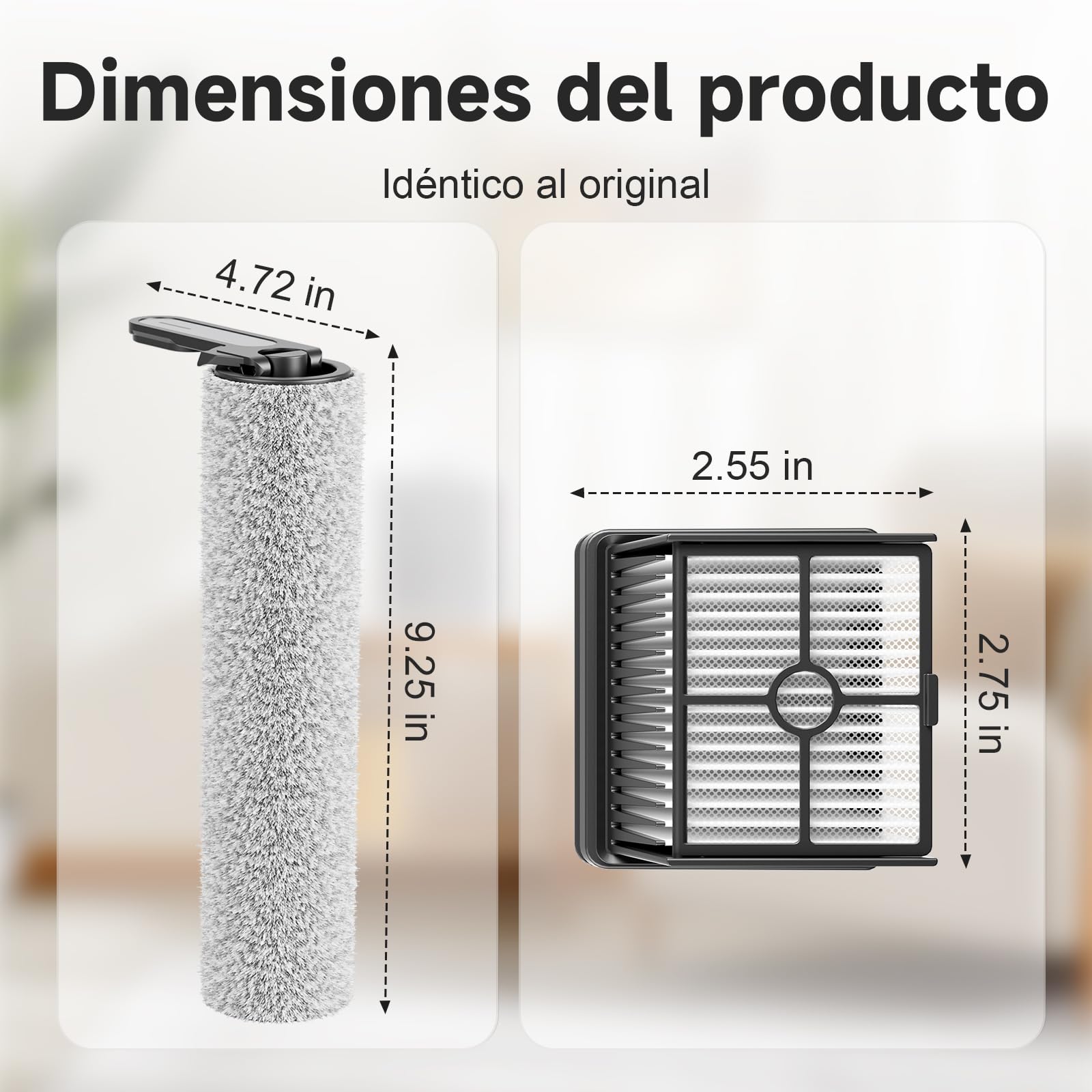 Hearten Cepillo Rodillo y Filtro T8 Fregona Electrica