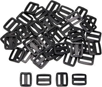 Shapenty 3/4 Inch/ 20mm Inner Length Plastic Tri-glide Slides Button Bulk Adjustable Webbing Triglides Slider Buckle for Belt Backpack Bags Sewing, 50PCS