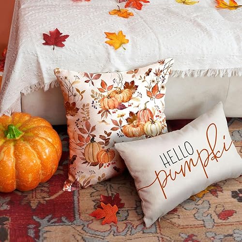 Miniatura 10 de DFXSZ Fundas de almohada de otoño de 18 x 18 pulgadas, juego de 2 fundas de almohada decorativas para exteriores, decoración de otoño y Acción de