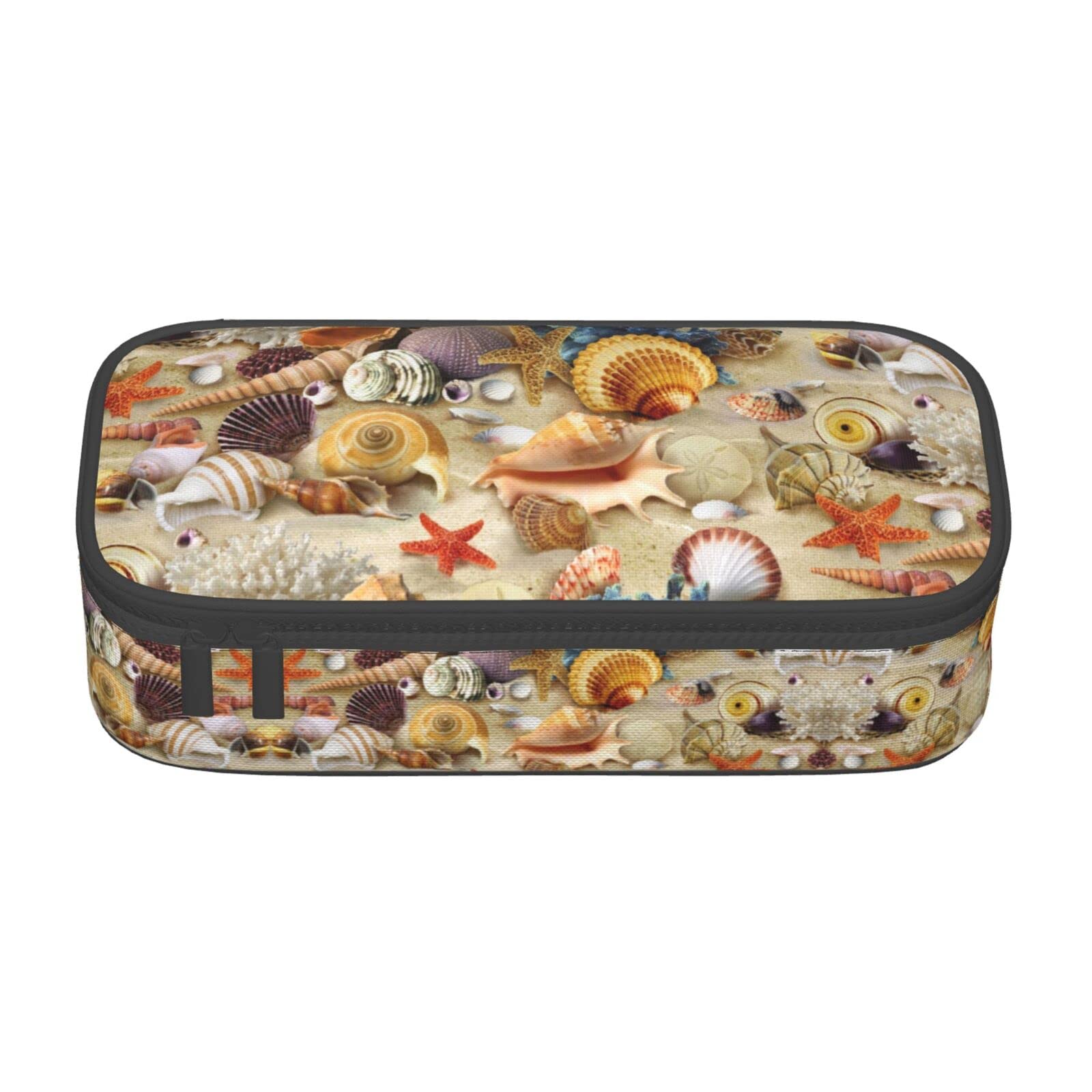 FADUNI Beach Shells Large Pencil Case for Girls and Boys, Aesthetic Pencil Bag with Multi Compartments for Adults, Office Stationary Organizer Practical for Kids Teenage Women Men