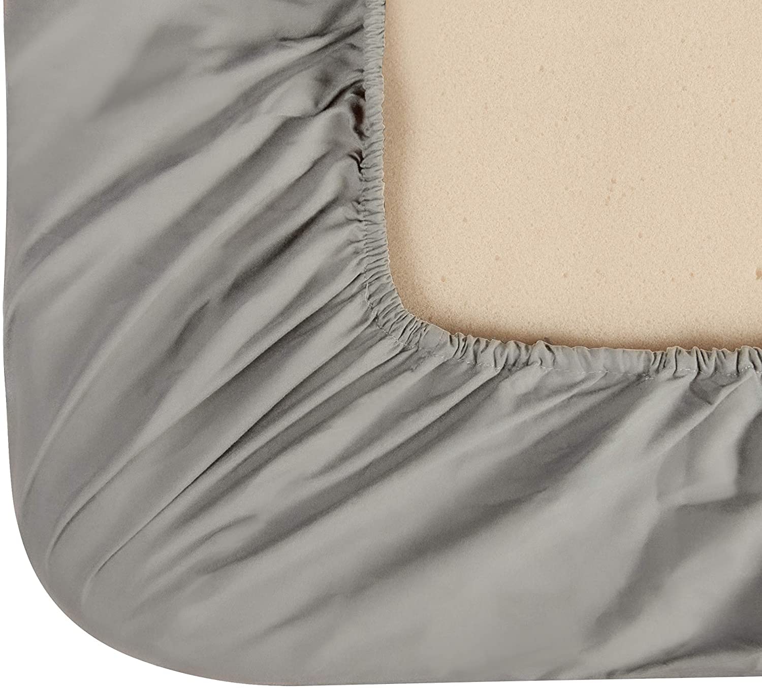 Lenzuolo con angoli extra profondi, 25 cm, 100% cotone, facile da montare, con elastico, bianco, grigio, per letto singolo, matrimoniale, king size, super king size (singolo, grigio