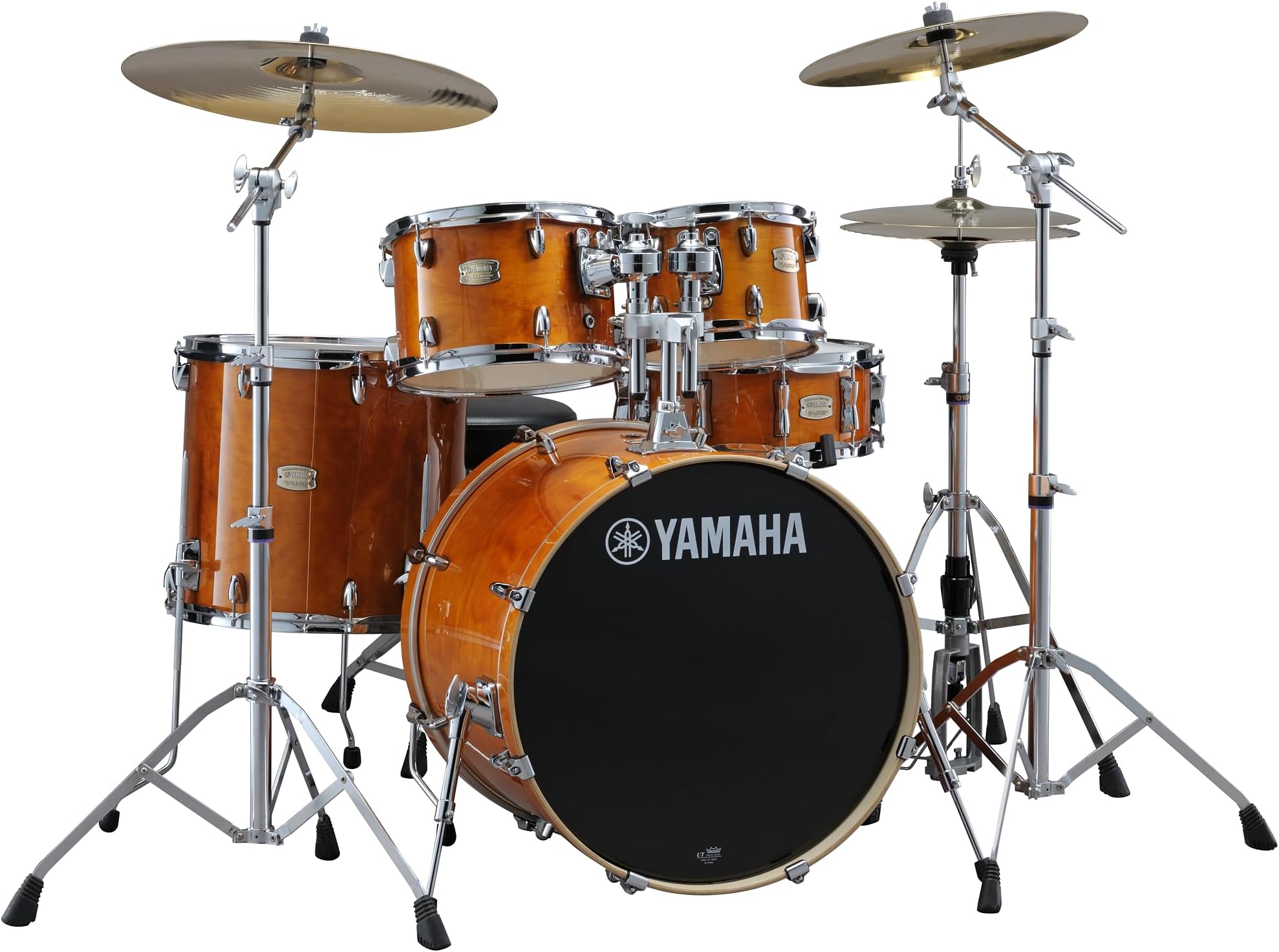 Stage Custom Birch 5pc Drum Shell Pack With a 22" Kick Drum and 14” Snare Drum in Honey Amber For Students and Working Drummers (SBP2F50HA)