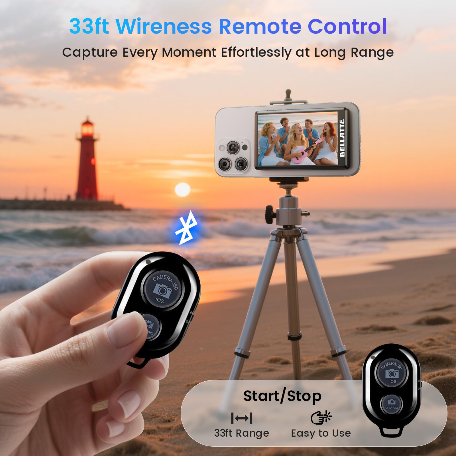 Vlog Selfie Monitor Schermo per iPhone & Android, Registrazione 4K 30fps, mirroring dello Schermo Wireless, Altoparlante Integrato, Supporto Magnetico e Telecomando per Vlogging, Live