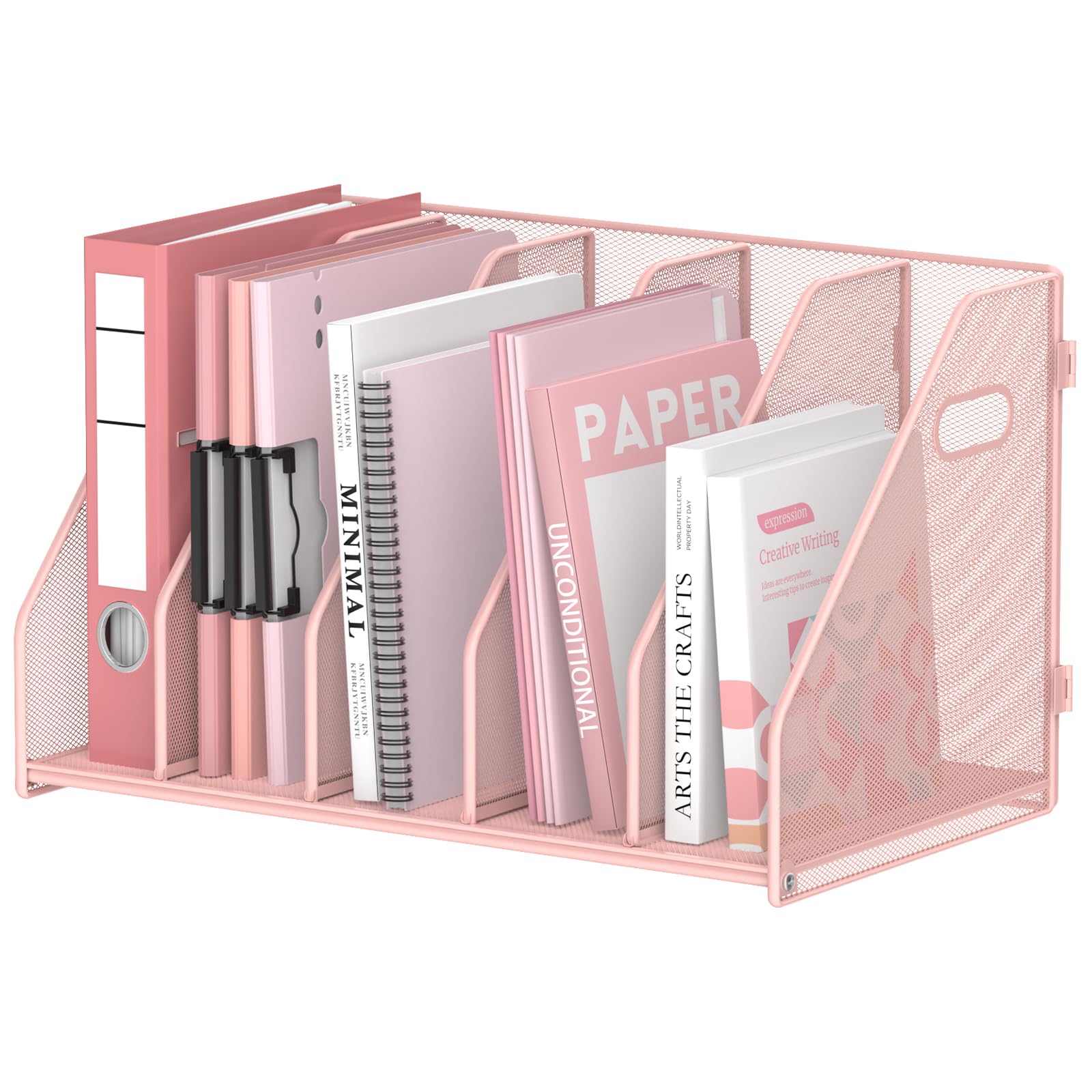 Photo 1 of SUPEASY Binder Organizer Magazine File Holder, 5 Vertical Racks, Pink