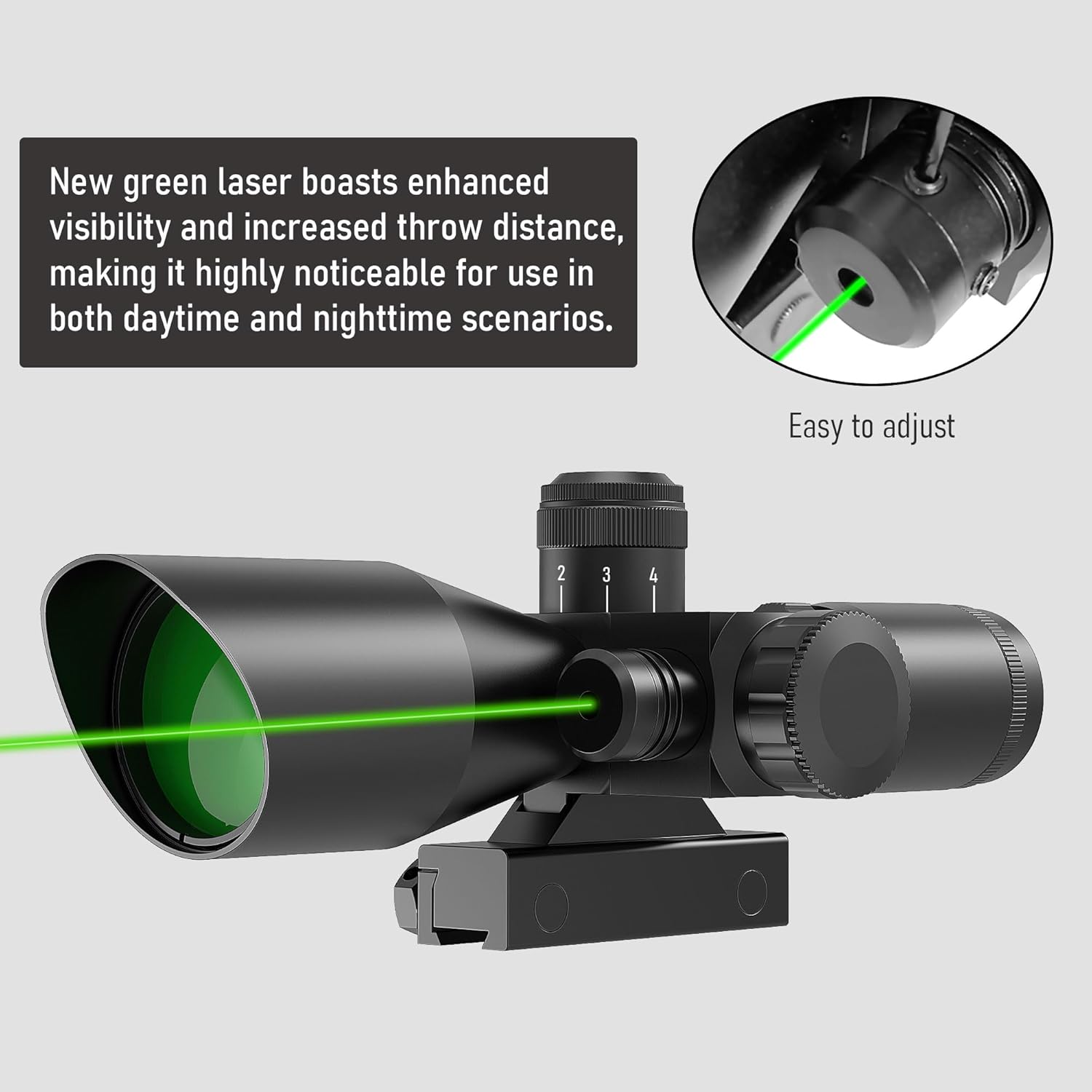 UUQ 2.5-10x40 Rifle Scope with Red/Green Illuminated Mil-dot with Red/Green Laser Combo-Green Lens Color,Tactical Scope for Gun Air Hunting,Free 20/11mm Mounts