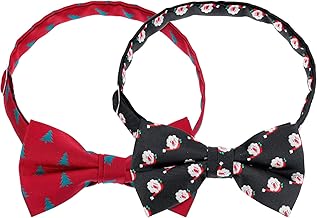 Boao 2 Bow Ties Christmas Ties for Men, Perimeter 24-48 cm (Red and Black), Red, Black