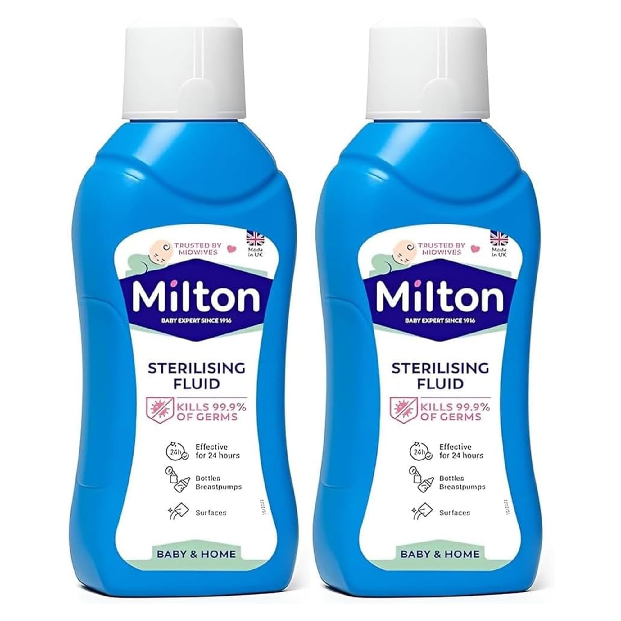 2 x Milton Sterilising Fluid 500ml Trusted Cold Water Steriliser for Baby Bottles Feeding Equipment Breast Pump Accessories and Household Items Fast Effective Hygiene Care