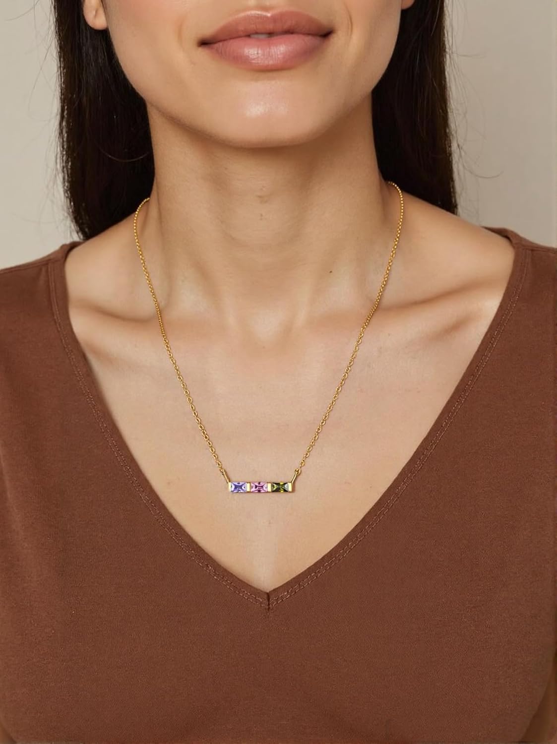 Personalized Birthstone Necklace for Women, Custom Family Necklace with Birthstones, Mother’s Day Gifts for Mom, Wife, Grandma, Birthday Jewelry Gift - Image 7