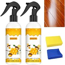 KEHOO Beeswax Wood Polish Spray, 120ml - Beeswax Furniture Polish Spray, Bring a Towel and a Sponge for Wood Multipurpose Wood Wax Restorer for Floors, Cabinets, and Tables2PCs