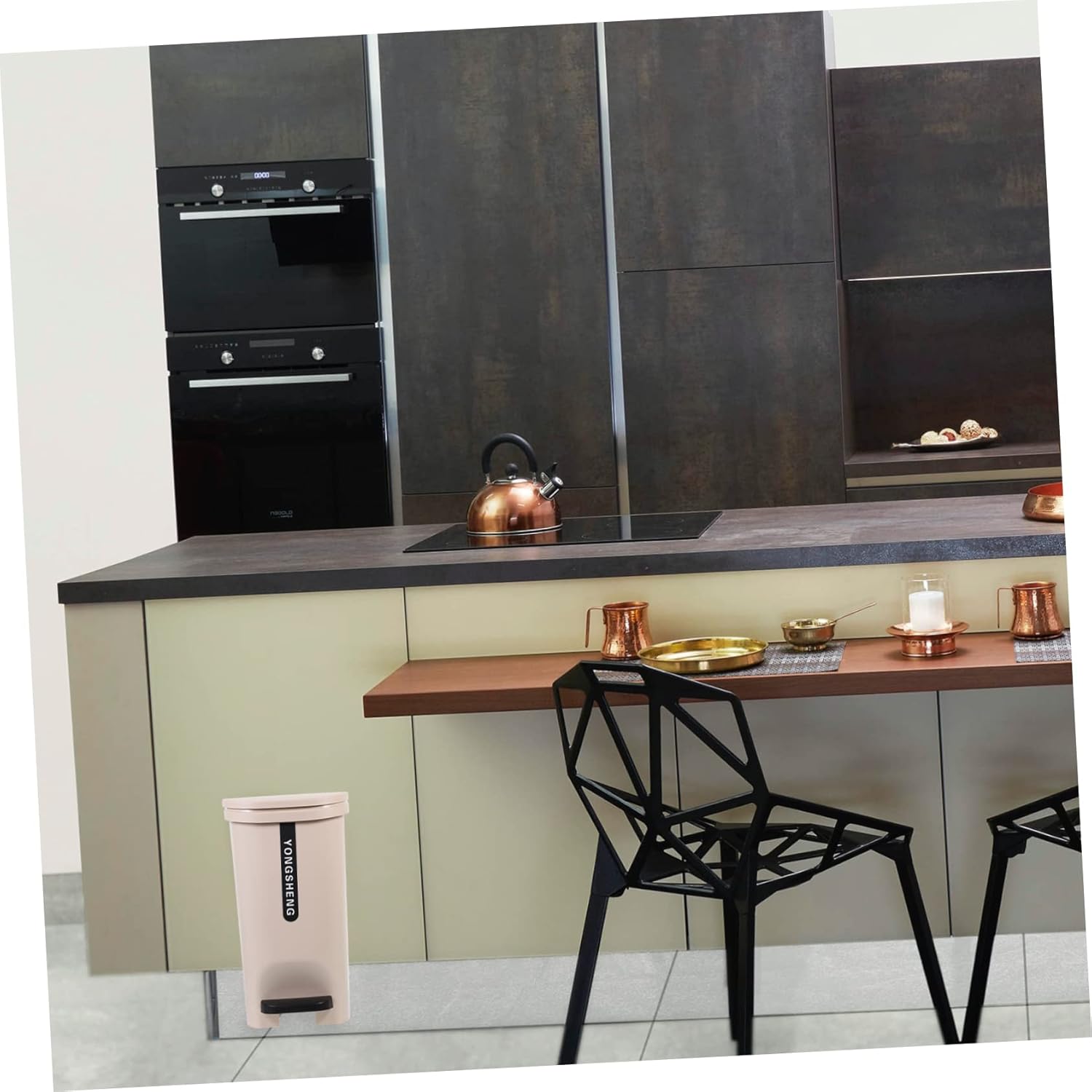 Angoily Garbage Can Dog Poop Trash Can for Outdoors with Lid Small 13 Gallon Plastic Garbage Bin Kitchen Office Pp Sanitary Bucket Pedal