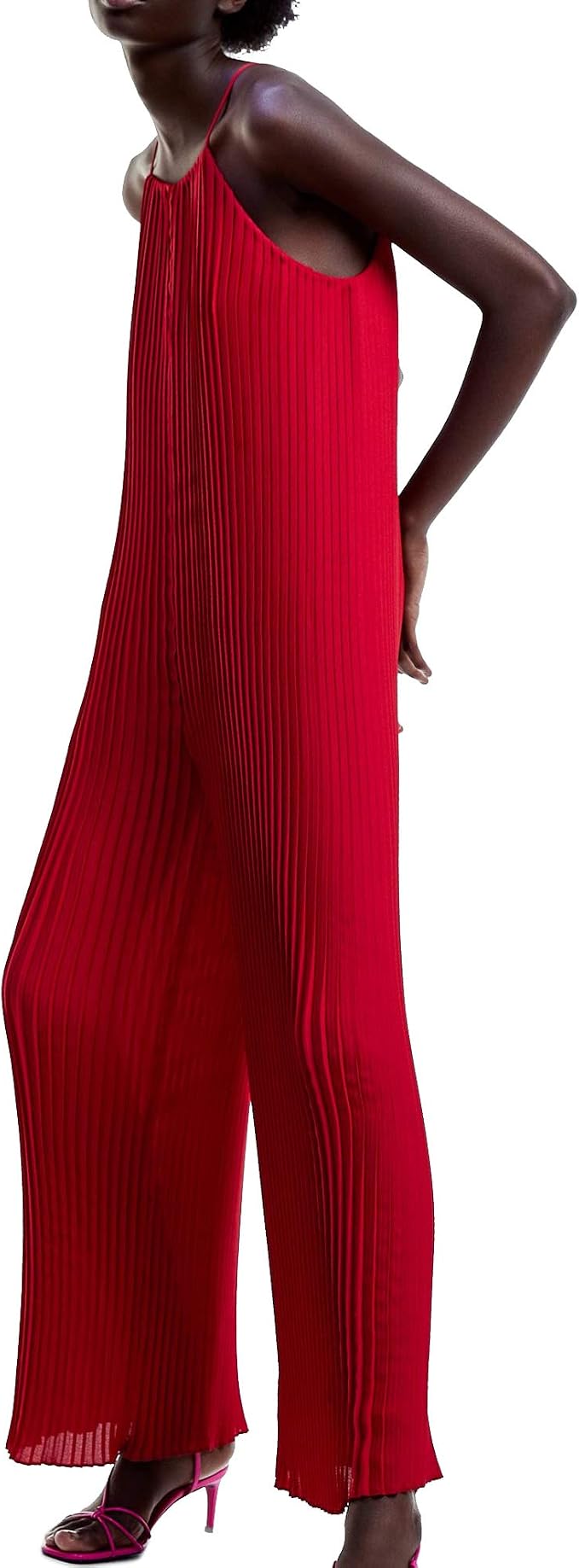 Zara 3666/153 - Mono Plisado con Cuello Halter para Mujer Rojo Rosso S:  Amazon.es: Ropa