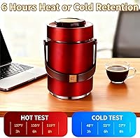 Vista 7 de Contenedor de comida aislado al vacío de 67 onzas para alimentos calientes, termo de alimentos apilable sellado de 3 niveles, lonchera térmica