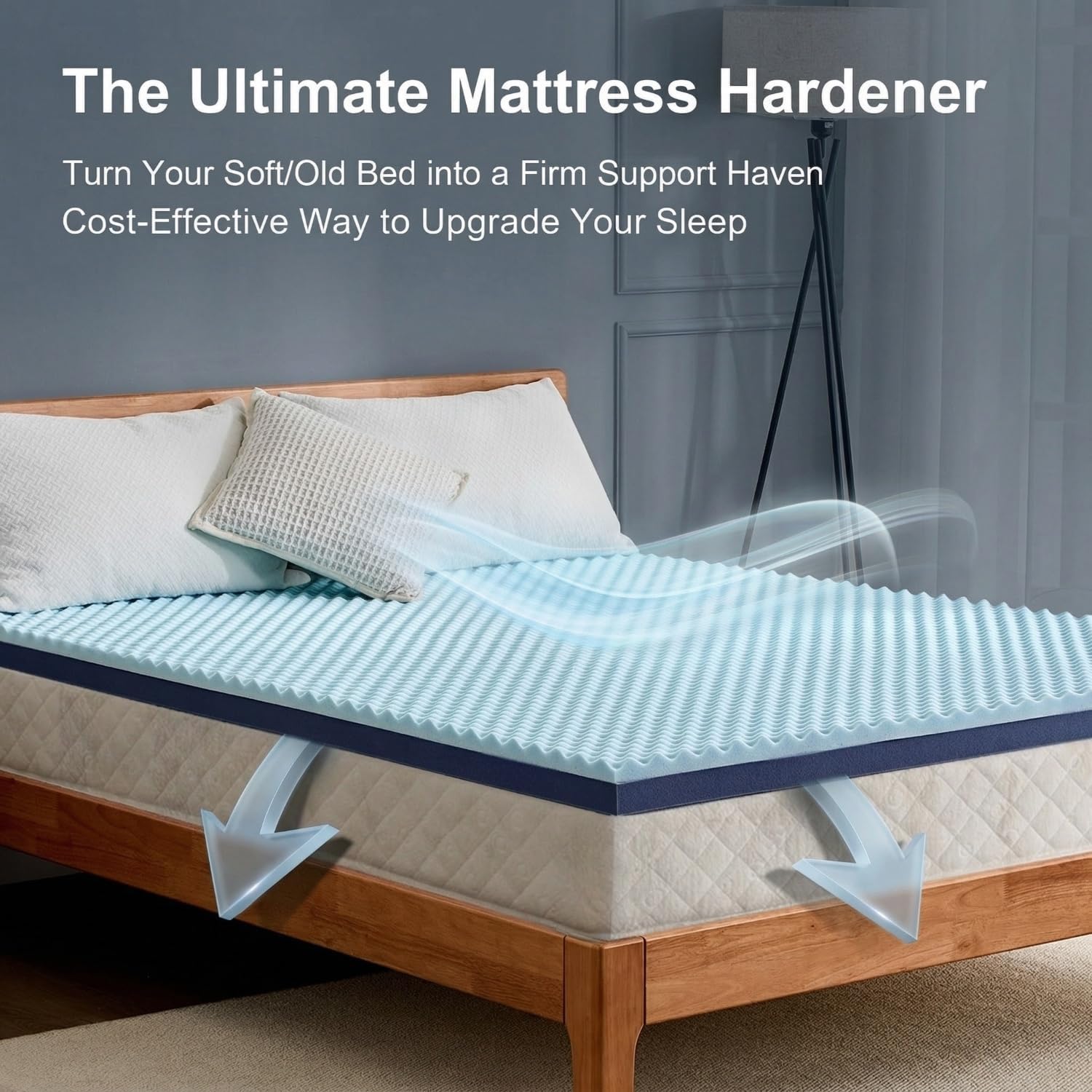 3 Inch Extra Firm Egg Crate Mattress Topper for Back Pain Relief, Cooling Gel Infused Memory Foam Bed Topper, Pressure Relieving Convoluted Design, Breathable & CertiPUR-US Certified, Full