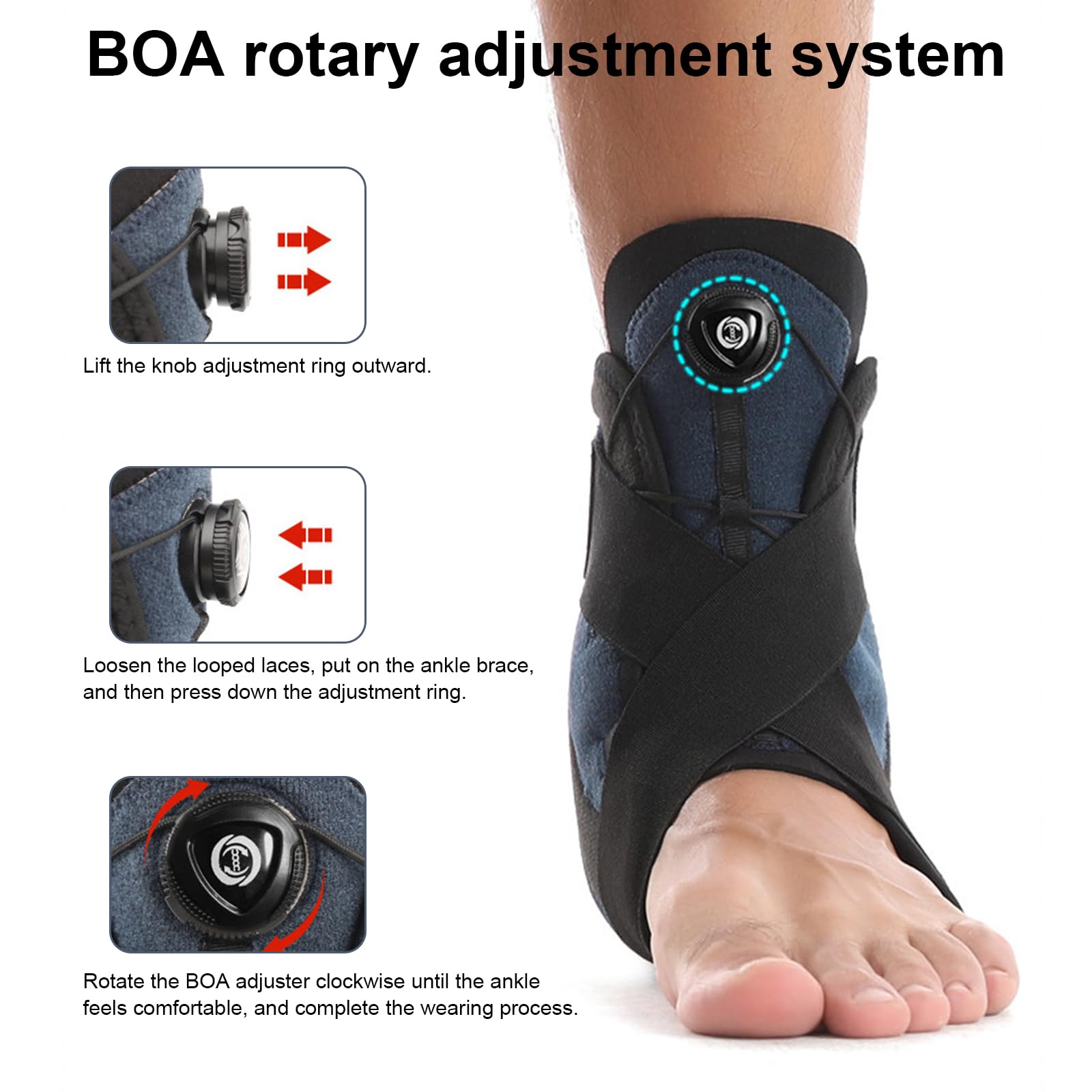 Chevillere Entorse Réglable avec bouton rotatif Attelle Cheville entorse Chevillère Stabilisatrice Rigide Chevillere de Maintien Sport pour Soulagement Blessures Protège de la cheville M