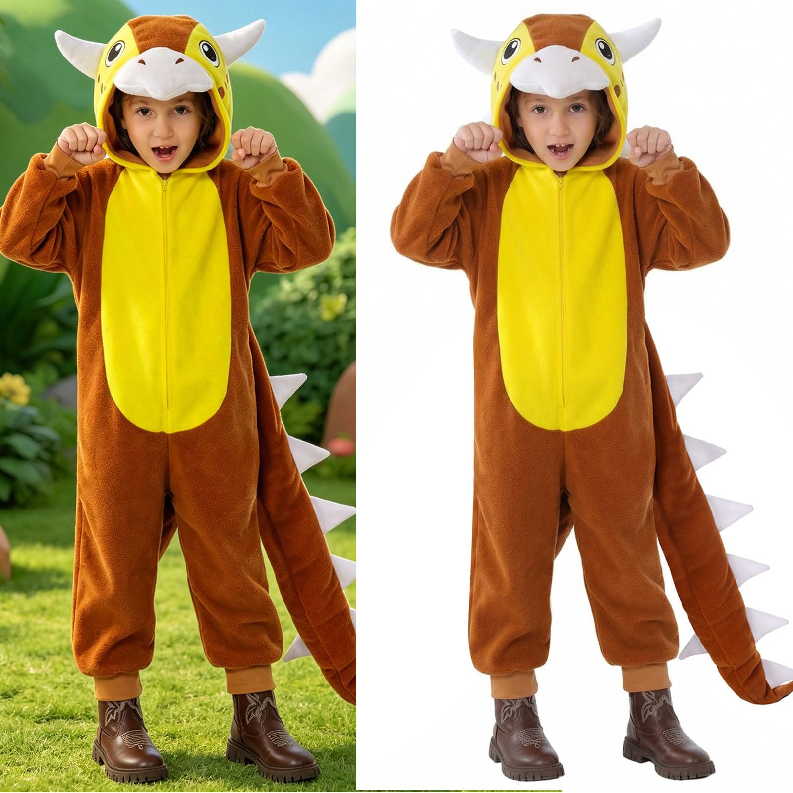 Tuta con cappuccio dinosauro per ragazzi