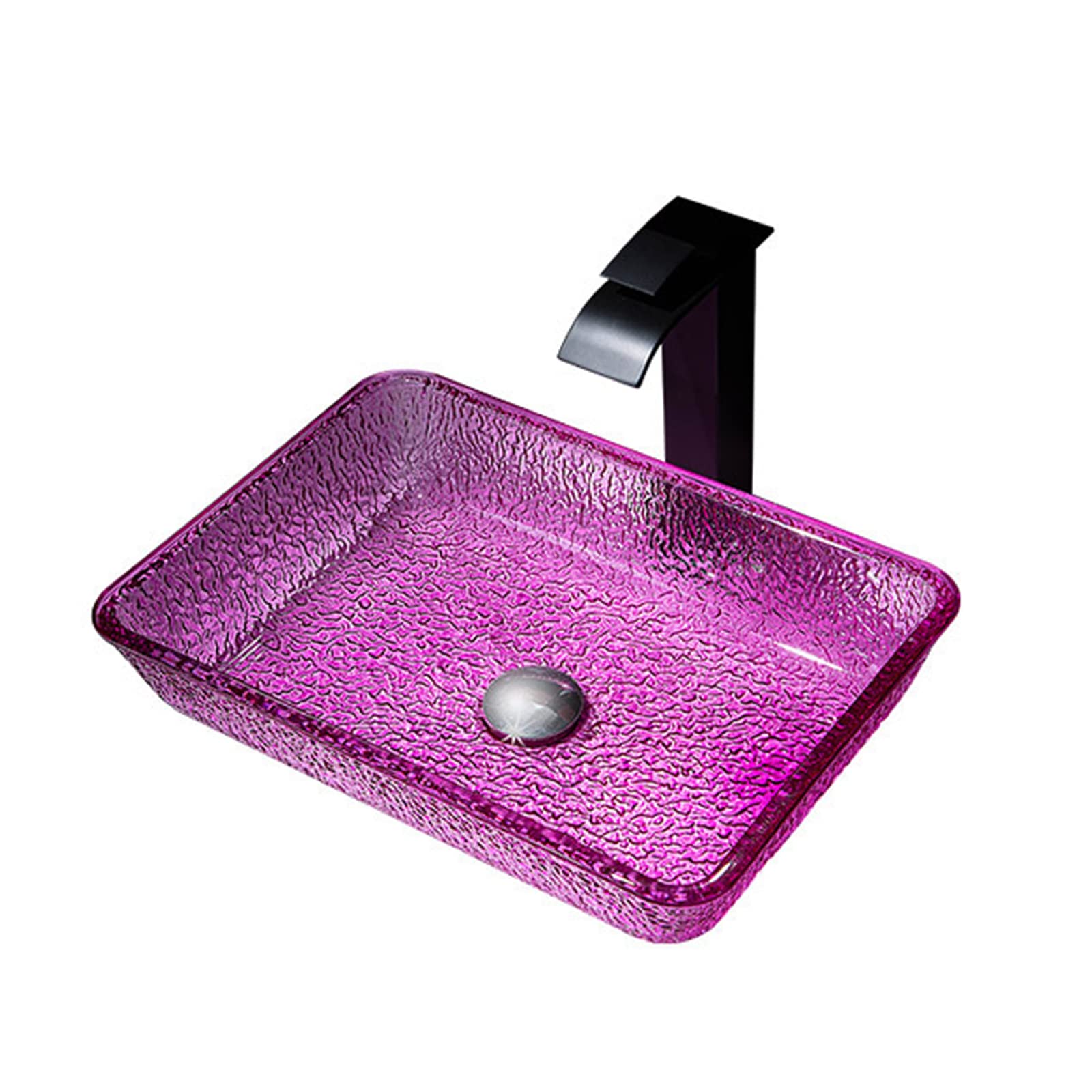 ASerZenith Bathroom Vessel Sink,Tempered Glass Vessel Sink With Brass Faucet And Drain Combo Artistic Vessel Sink Vanity Counter Top Installation(D-C)