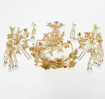 メッキアクセサリー　まとめ　セット　バラ売り不可 Amazon.co.jp: 着物 髪飾り 古代 金 王妃 髪留め 宝玉七 ヘア