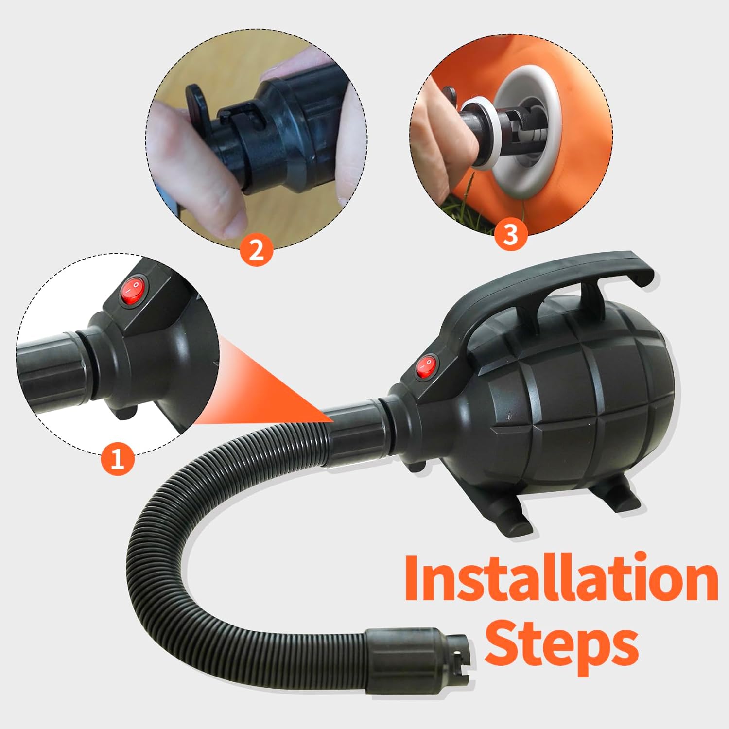 Vapaus Electric Air Pump with 4 nozzles for Inflatable Gymnastics Tumbling Mats Air Mattresses Bedding Pool Toy Floating Dock Quick Fill Inflator Deflator Pump（AC 110-120V（500W））