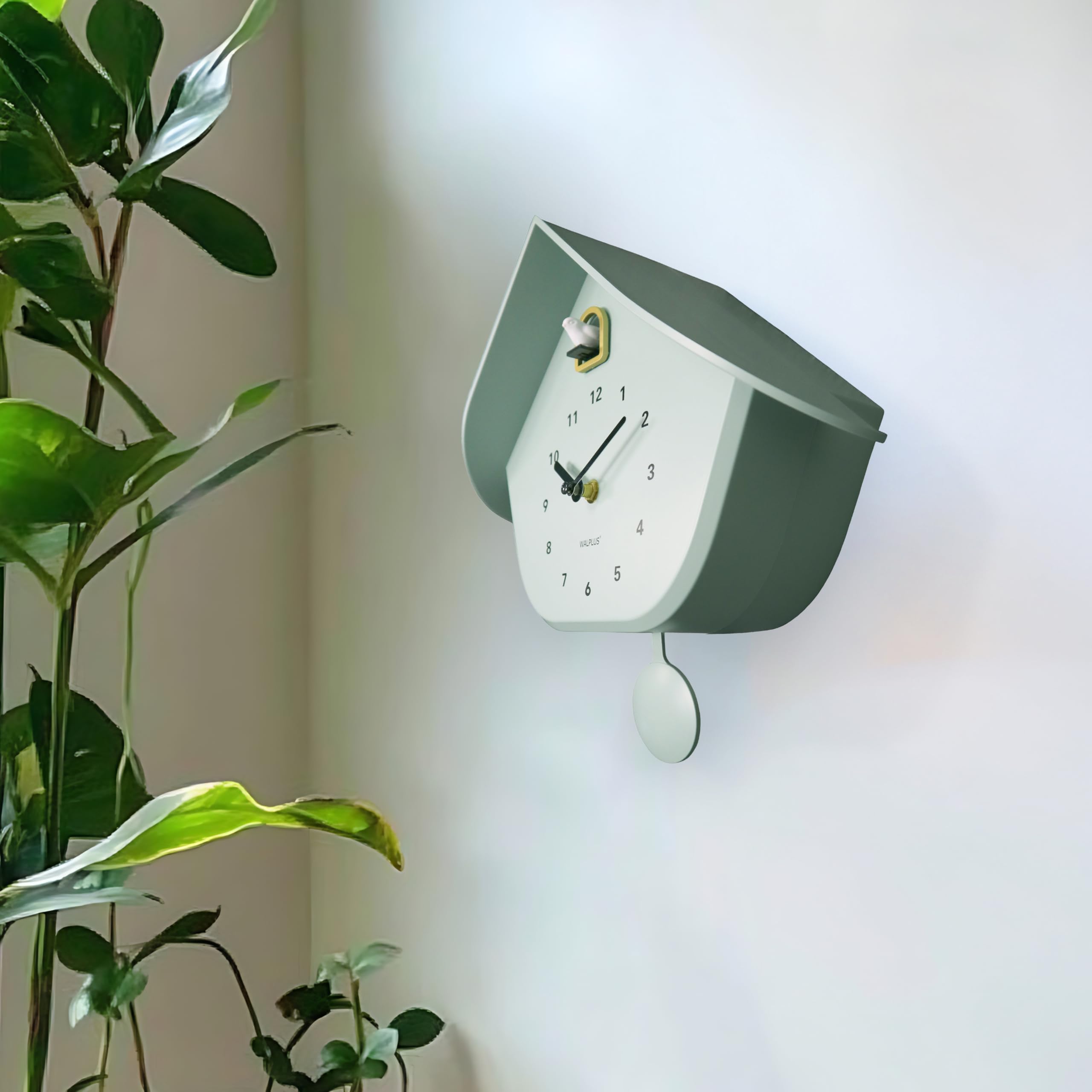WALPLUS Kuckucksuhr Modern mit Pendel Stilvolle Cuckoo Clock für Kinderzimmer und Wohnzimmer Batteriebetriebene Wanduhr mit Vogel Ideal als Kuckucksuhr Kinder und Moderne Dekoration