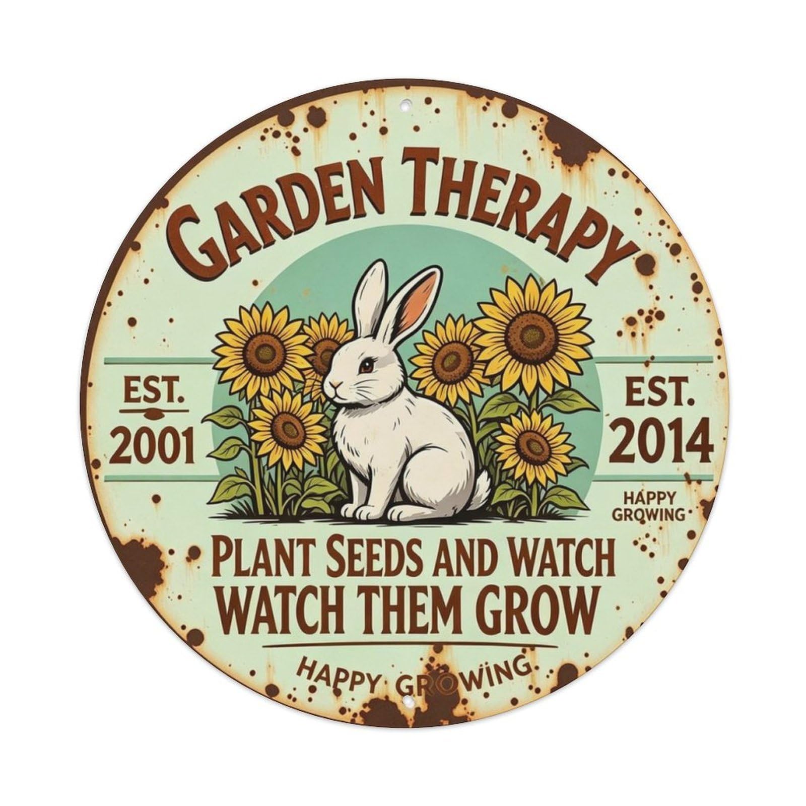 GARDEN THERAPY Metal Tin Sign Plaque