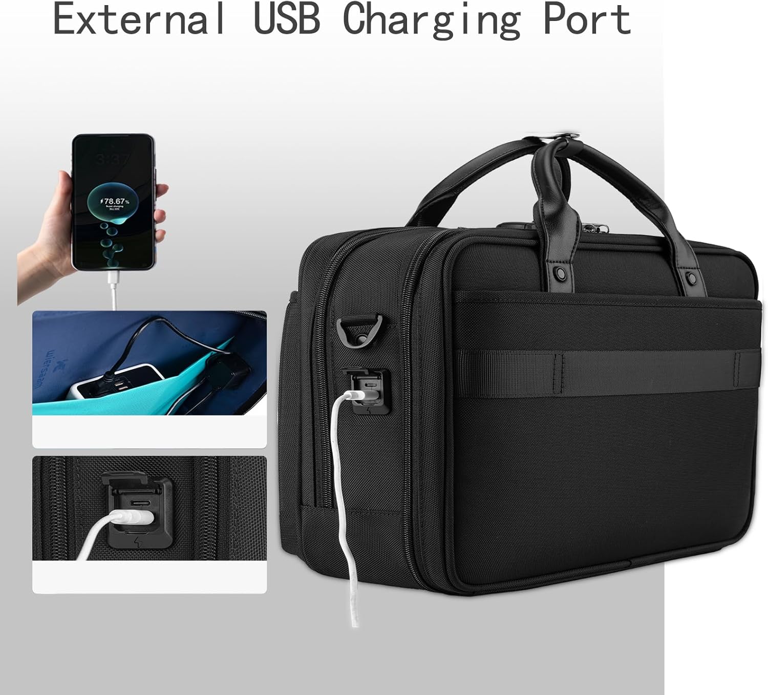 Laptop Bag 15.6 Inch, Business Briefcase for Men Women, Water Resistant Messenger Shoulder Bag, Office Bag, Carry On Laptop Case for Notebook/Computer, Black