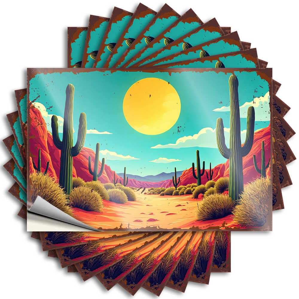 Desert Oasis: A Serene Landscape with Cacti Under A Bright Sun Affirmation Stickers | Teen Stuff Waterproof Vinyl Hard Teacher Removable Decal Peel Stick(12X18CM)