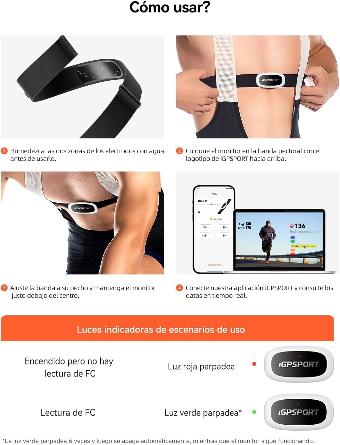 IGPSPORT HR40 Moniteur de fréquence Cardiaque Bluetooth et Ant+ avec Sangle de Poitrine pour Course à Pied, Cyclisme, Gym et Compatible avec Garmin Polar Wahoo