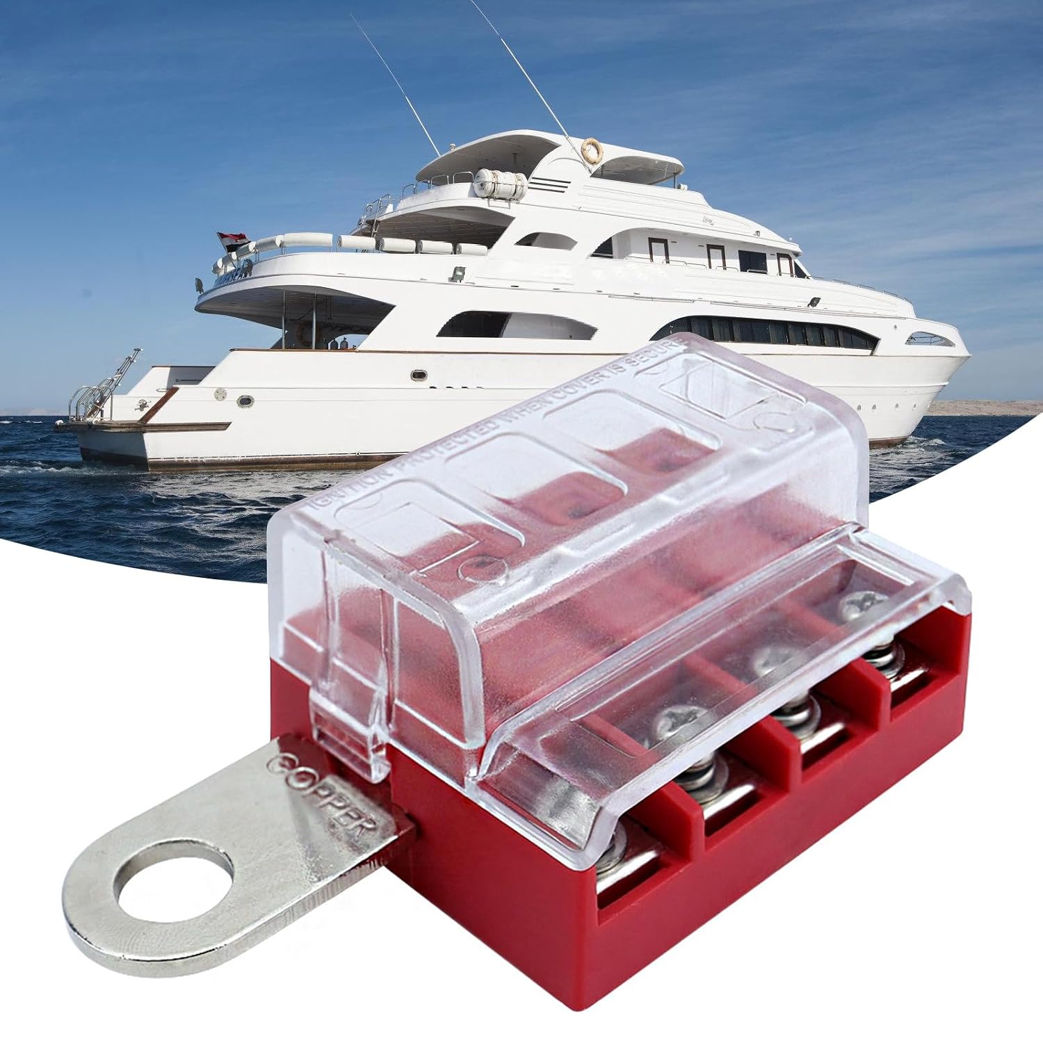 Marine 4 Circuit Fuses Panel with Protective Covers High Conductivity Fuses Block for Multifunction Use in Vehicles & Boats