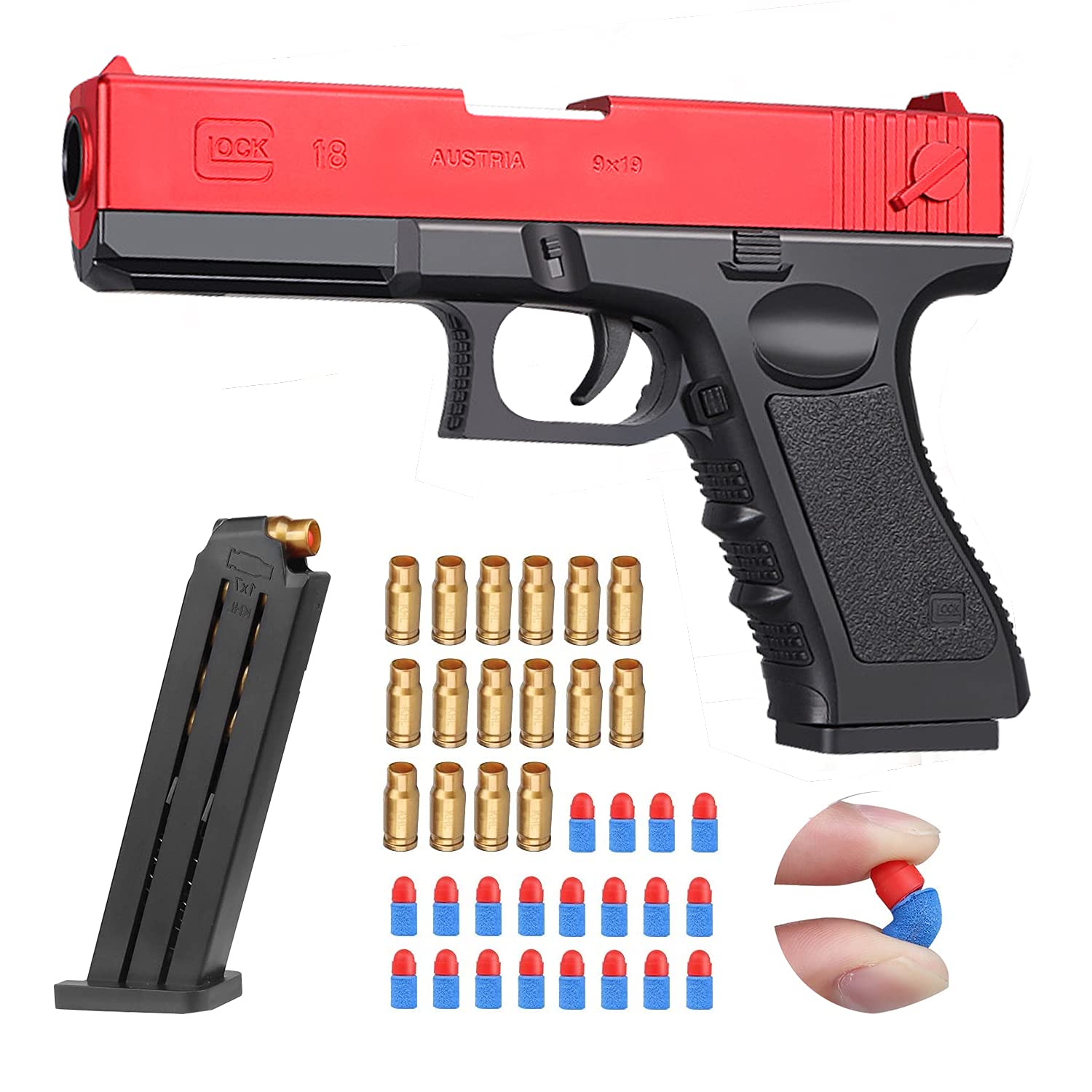 Upwsma Soft Bullet Toy Gun, a Safe Soft Bullet That Will Not Harm The Human Body, Simulates Real Manual Loading, and is a Cool Toy That Exercises Children’s Physical Coordination（Red）