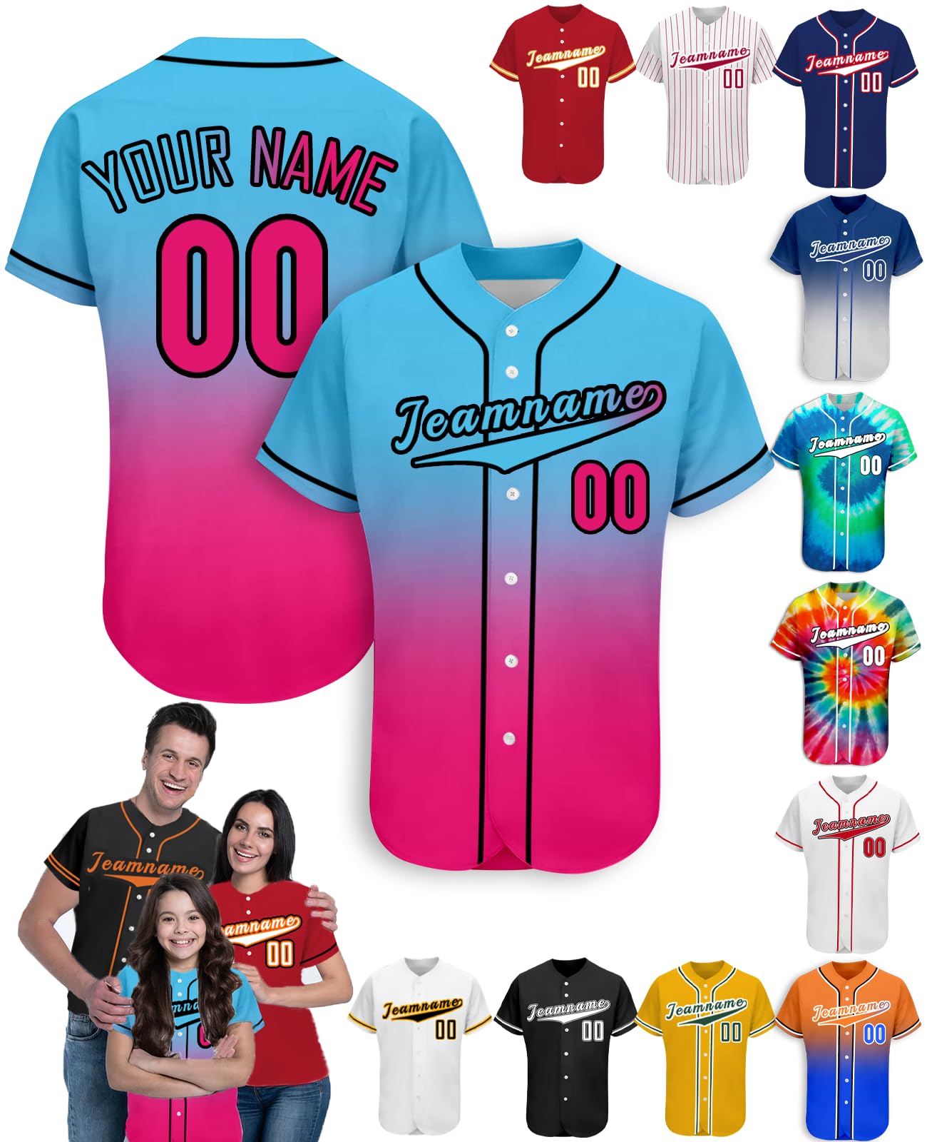 Personalizzato Uomini Donne Bambini Baseball Jersey Personalizzato Nome Numero Logo Maglie Da Baseball Personalizzate Softball Jersey, S-4XL