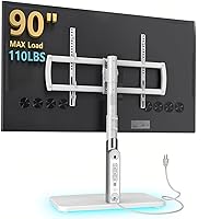 Vista 9 de Soporte Universal de TV de Mesa con Enchufe Eléctrico para Monitores OLED LED de 50-90 Pulgadas, 9 Niveles de Ajuste de Altura, Iluminación