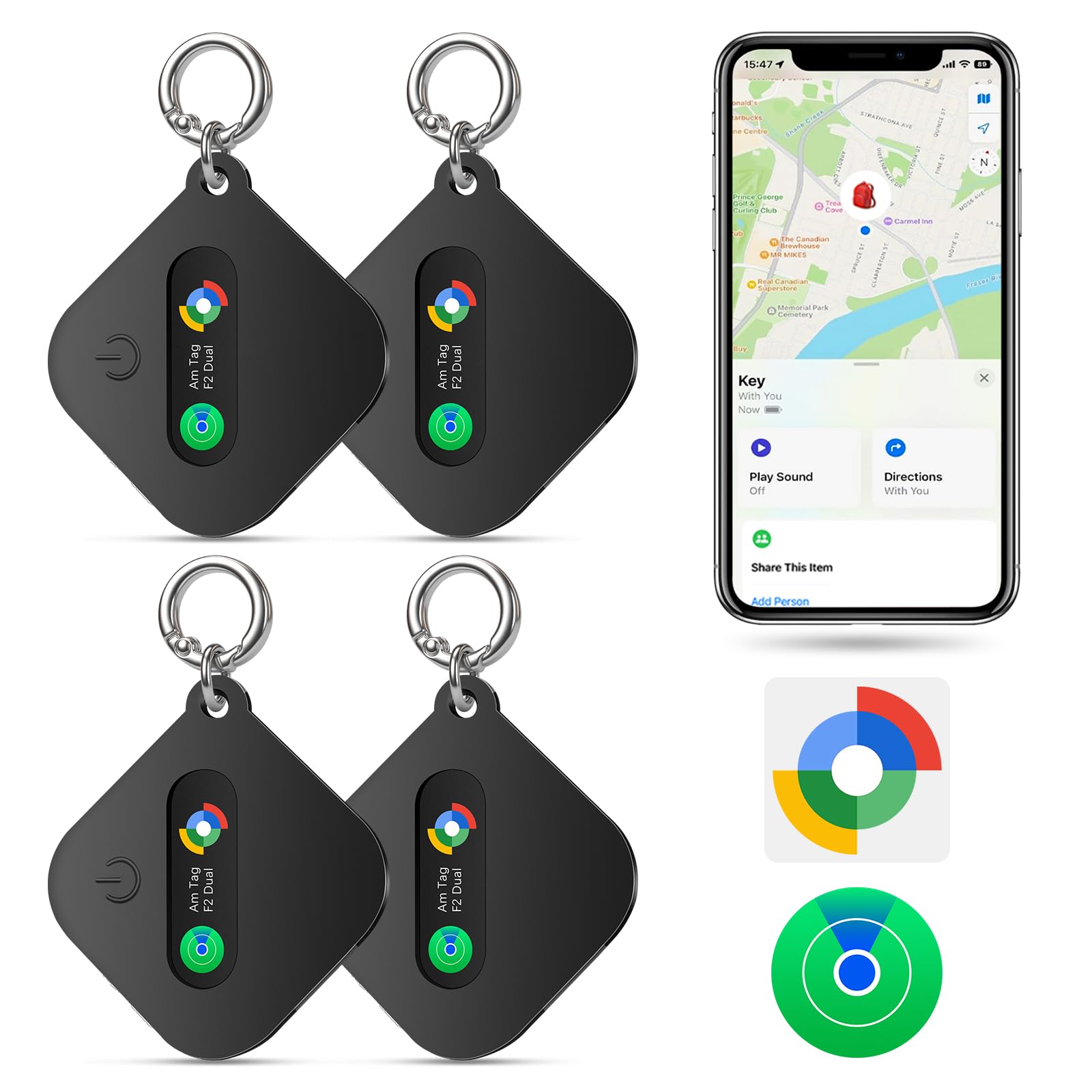 Bluetooth Tracker for iOS or Android, Smart Tracking Tag/Key Finder/Luggage Tracker/Item Locator, Compatible with iOS Find My or Google Find Hub App, IP67 Waterproof.4-Pack-image-14