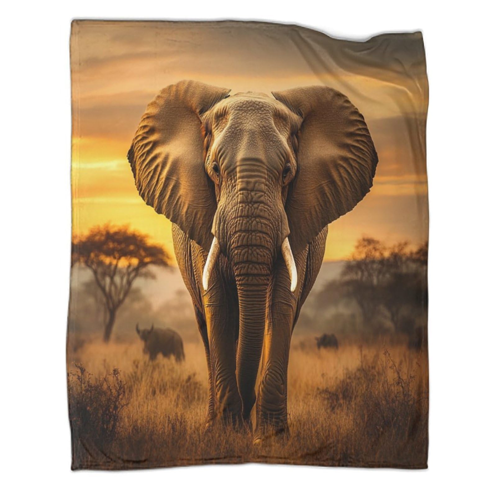 Couverture éléphant de la savane chaude pour vos soirées camping et chambre