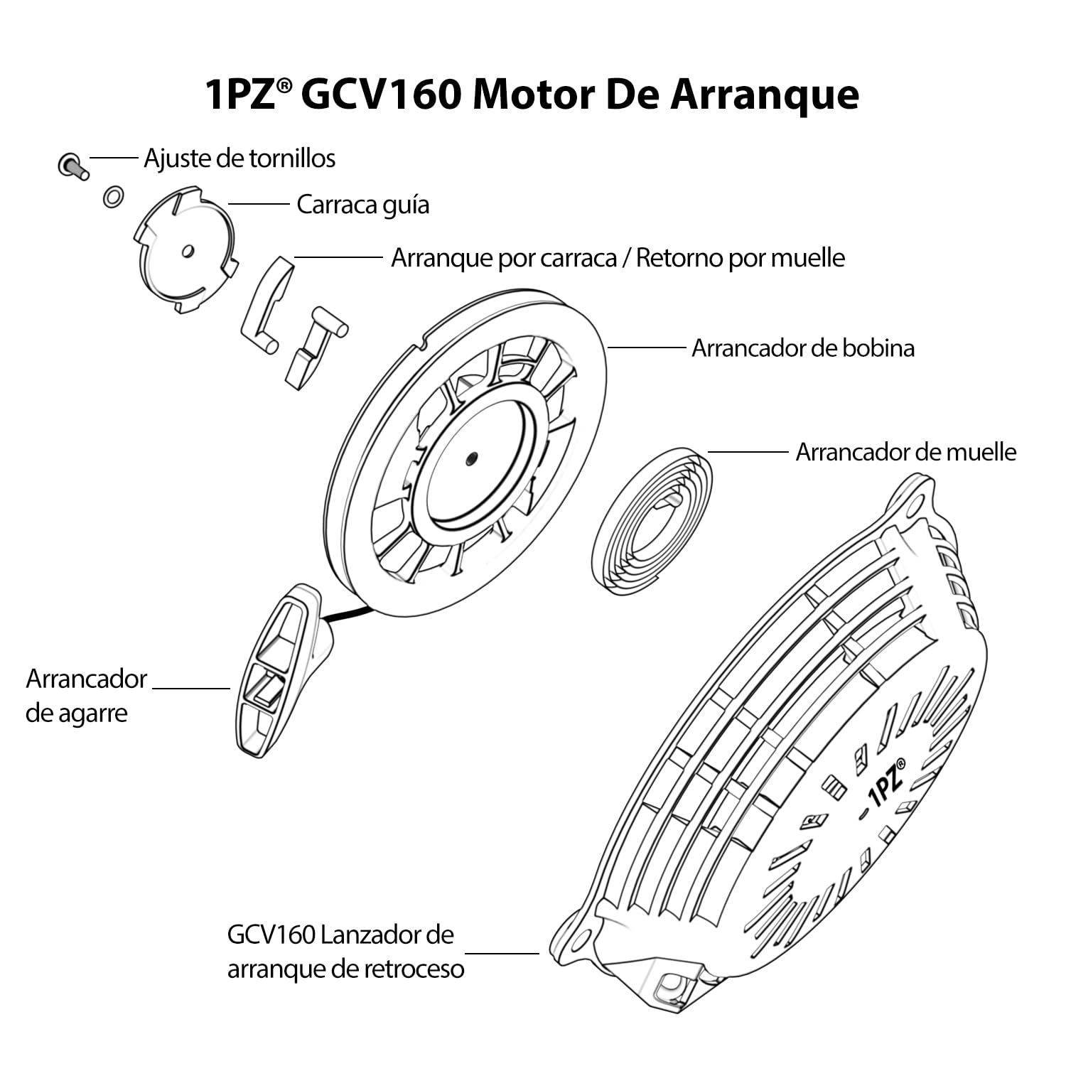 1PZ SP1-GC5 Arrancador de Retroceso para Honda GC135 GC160 GCV135 GCV160 EN2000 5.5HP 6HP Cortacésped Motor 28400-ZL8-023ZA 28400-ZL8-013ZA
