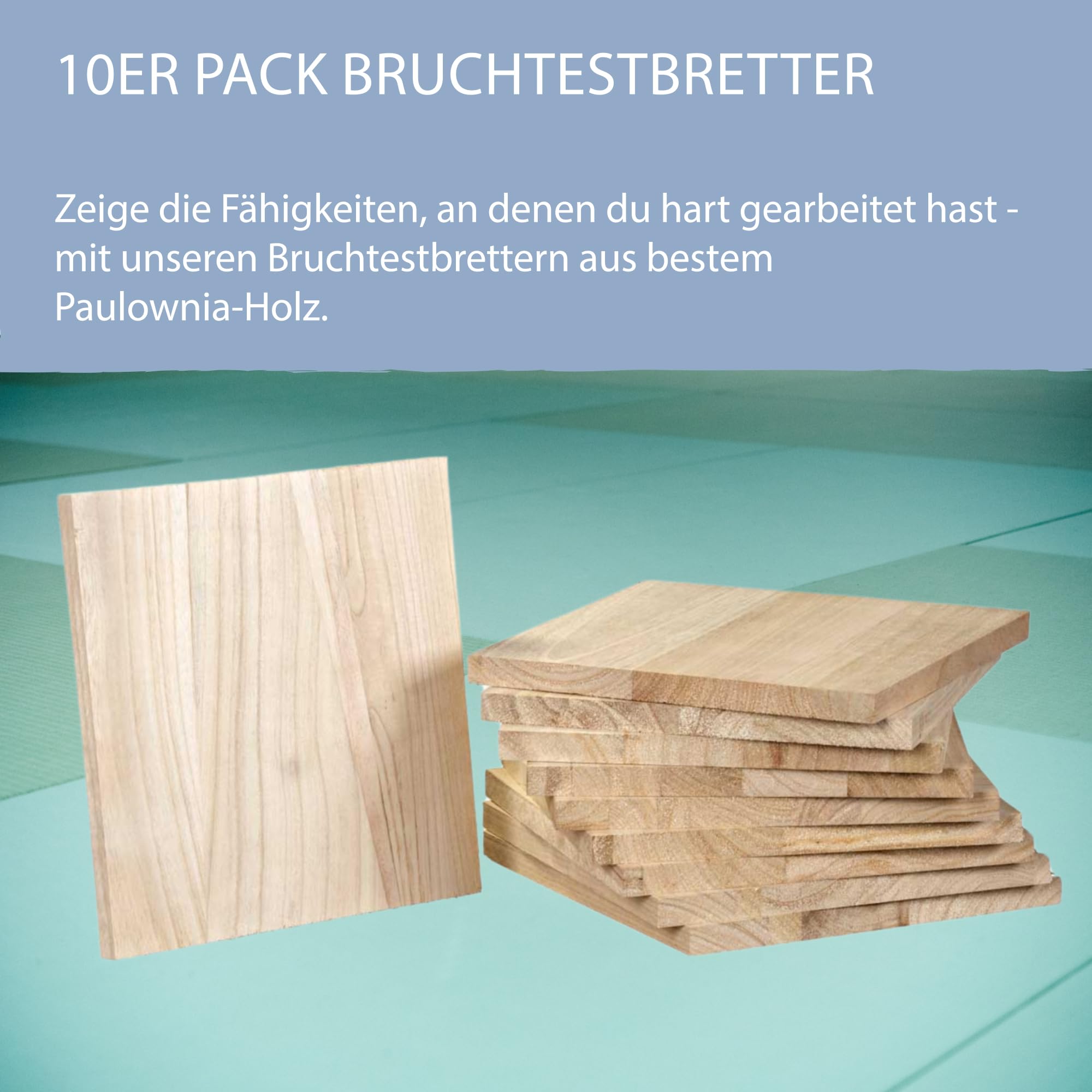 Ju-Sports Bruchtestbretter aus Holz Economy Paulownia 30x30 cm 10er Pack - Einweg Taekwondo- und Karatebretter zum Zerschlagen in den Stärken 10, 15, 20 und 25 mm
