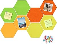 Vista 24 de 12" Large Bulletin Board with 30 Push Pins, Pack of 8 Hexagon Felt Pin Board Notice Boards for Home Office, Felt Wall Tiles for Photos Memos