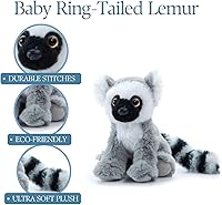 Vista 9 de The Petting Zoo Ring-Tailed Lemur Stuffed Animal Plushie, Gifts for Kids, Wild Onez Babiez Zoo Animals, Lemur Plush Toy 6 inches
