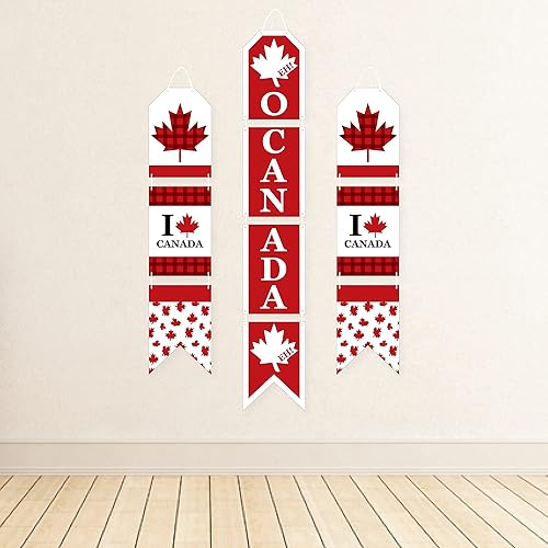 Miniatura 4 de Big Dot of Happiness Día de Canadá - Pancartas verticales colgantes para puerta de papel - Kit de decoración de pared de fiesta canadiense -