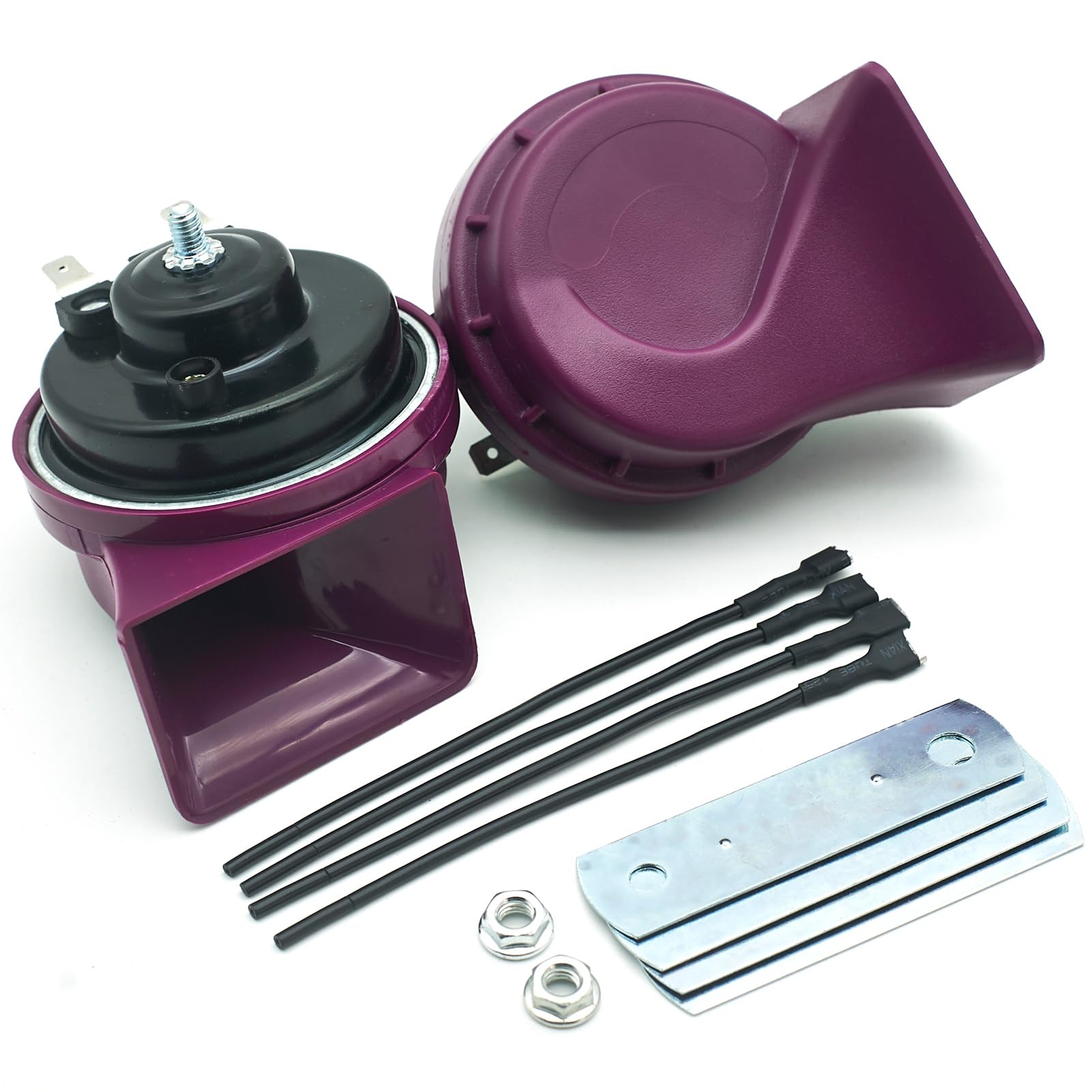 NEOGET 12V Dual-Tone Universal Car Horn Kit, Purple