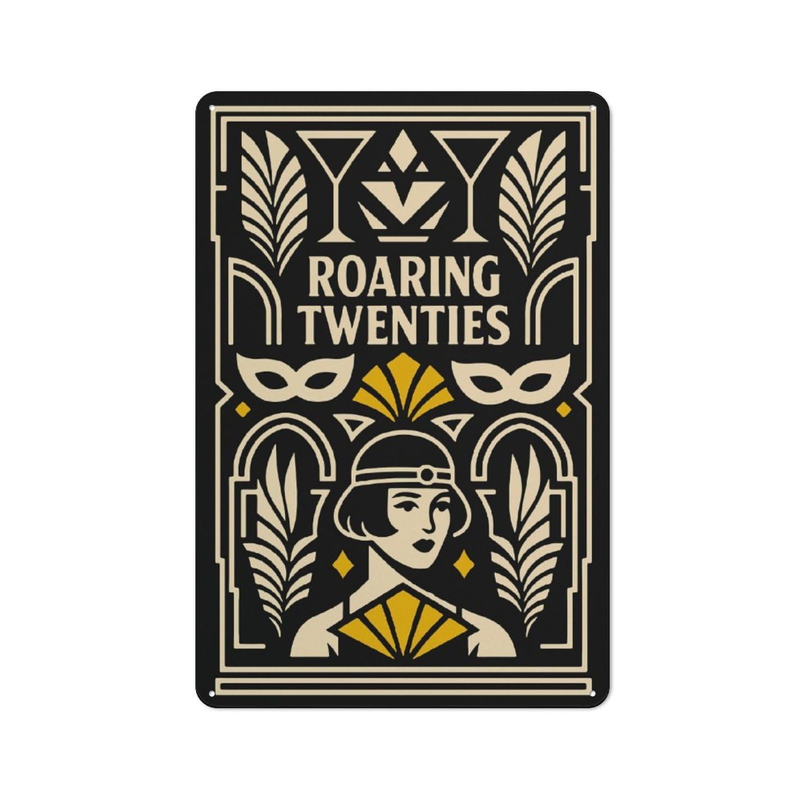 Junmoney Style-12 Retro Metal Wall Sign 30X20cm Featuring Roaring Twenties Art Deco Poster For Garage Wall, For Garage, Workshop And Man Cave Decoration