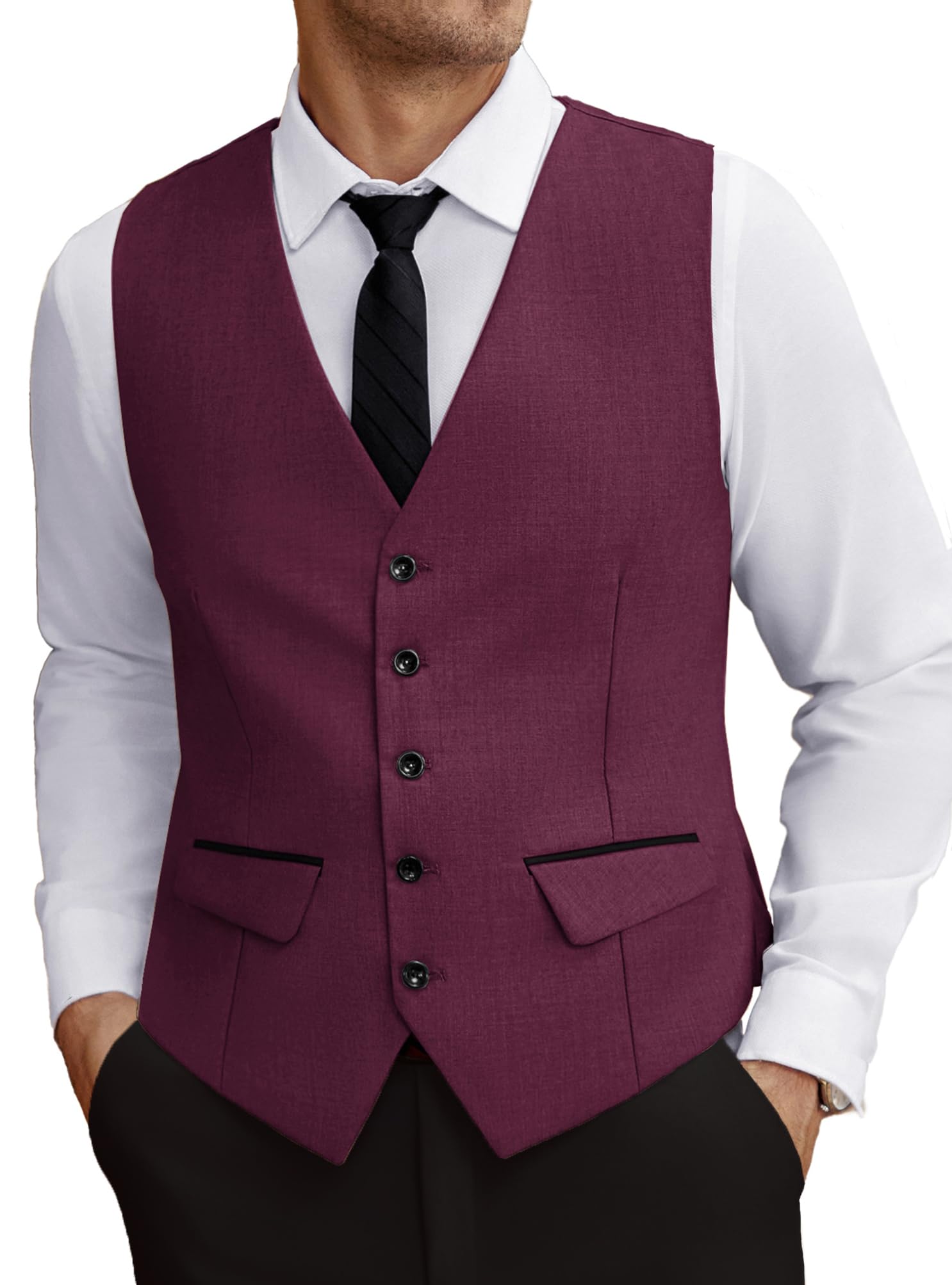 coofandy Men's Business Suit Vest Slim Fit Dress Vest Wedding Waistcoat-picture-49